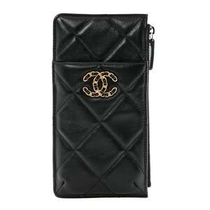 Goatskin Quilted Chanel 19 Flat Wallet #235963C90B